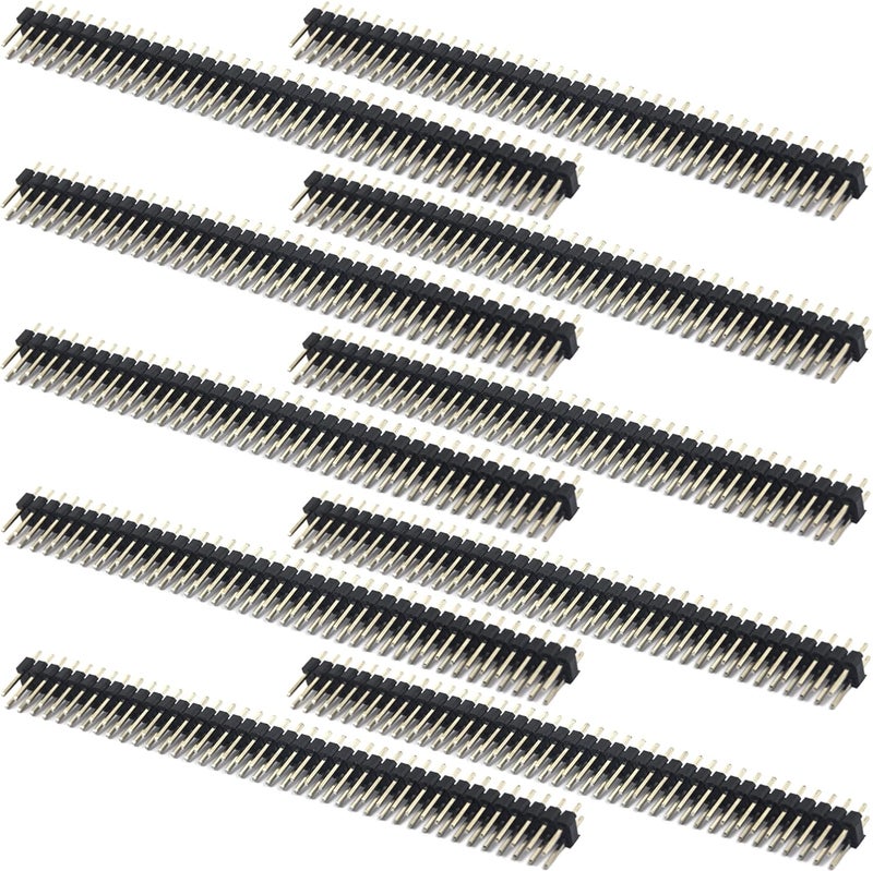 whiteeeen 10pcs Break-Away 0.1" 2 x 40 Pins Strip Dual Male Header 2.54mm Double Row Straight Pin Header Connector - Image 1